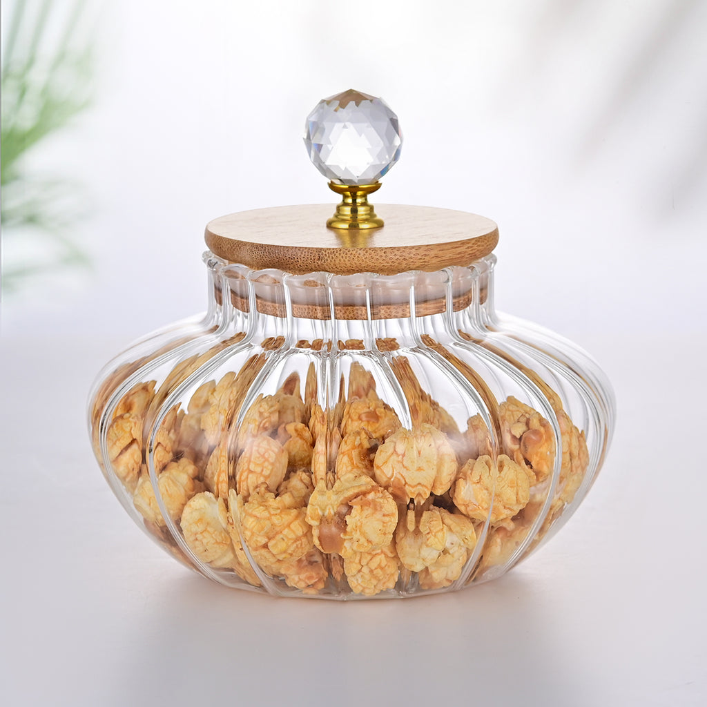 Ribbed Glass Storage Jar - The Home Aisle
