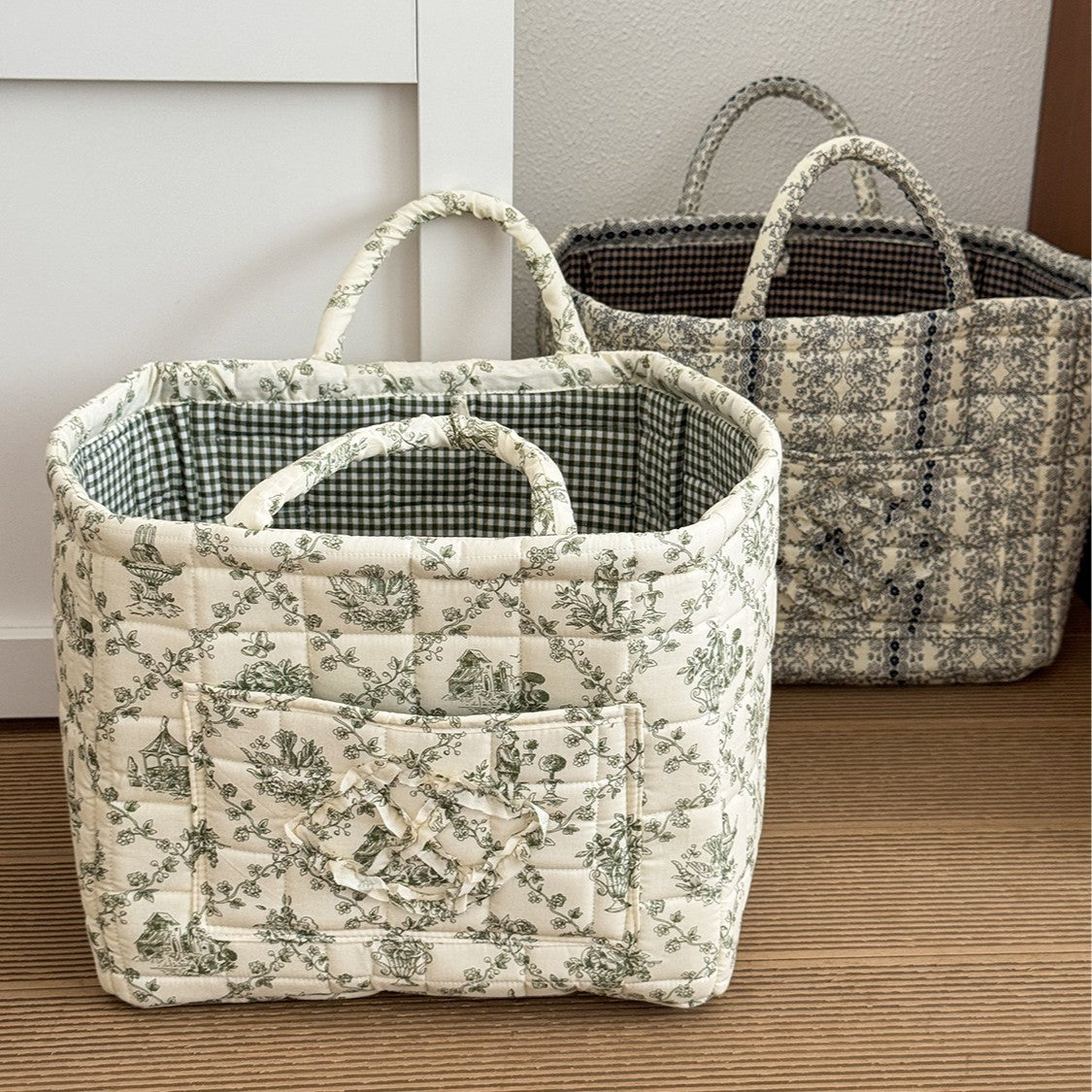 Quilted Floral Laundry Basket - The Home Aisle