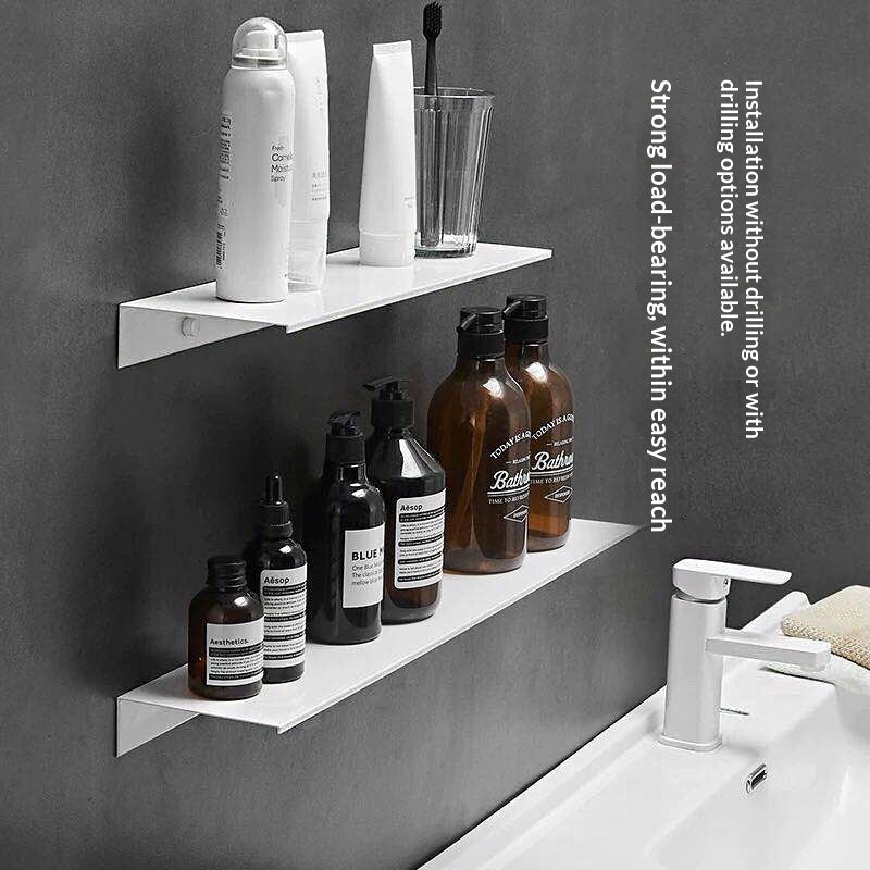 No-Drill Bathroom Shelf - The Home Aisle