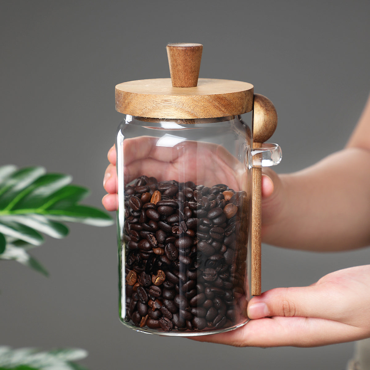 Glass Coffee Jar with Wooden Spoon - The Home Aisle