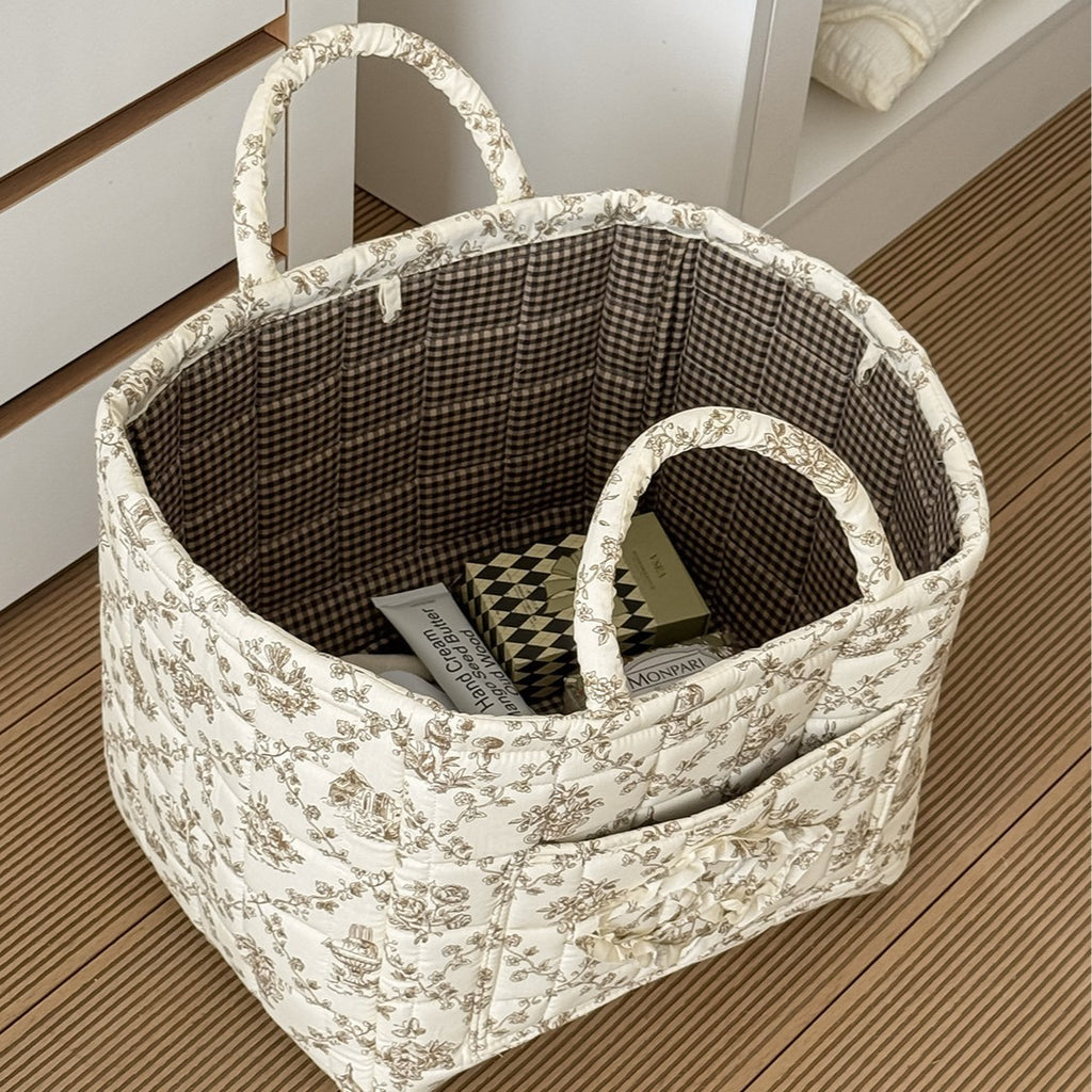Quilted Floral Laundry Basket - The Home Aisle