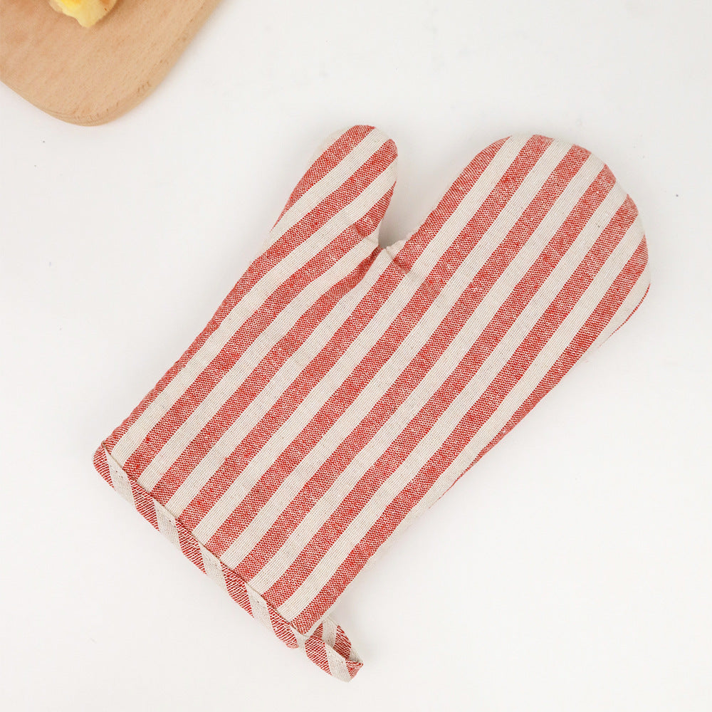 Striped Linen Oven Gloves - The Home Aisle