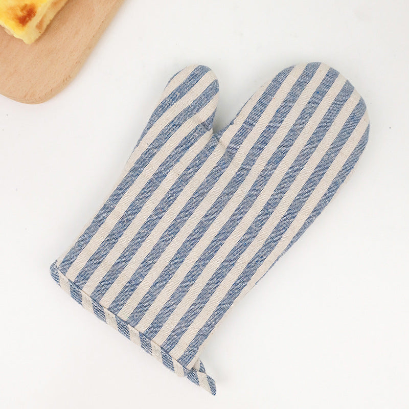 Striped Linen Oven Gloves - The Home Aisle