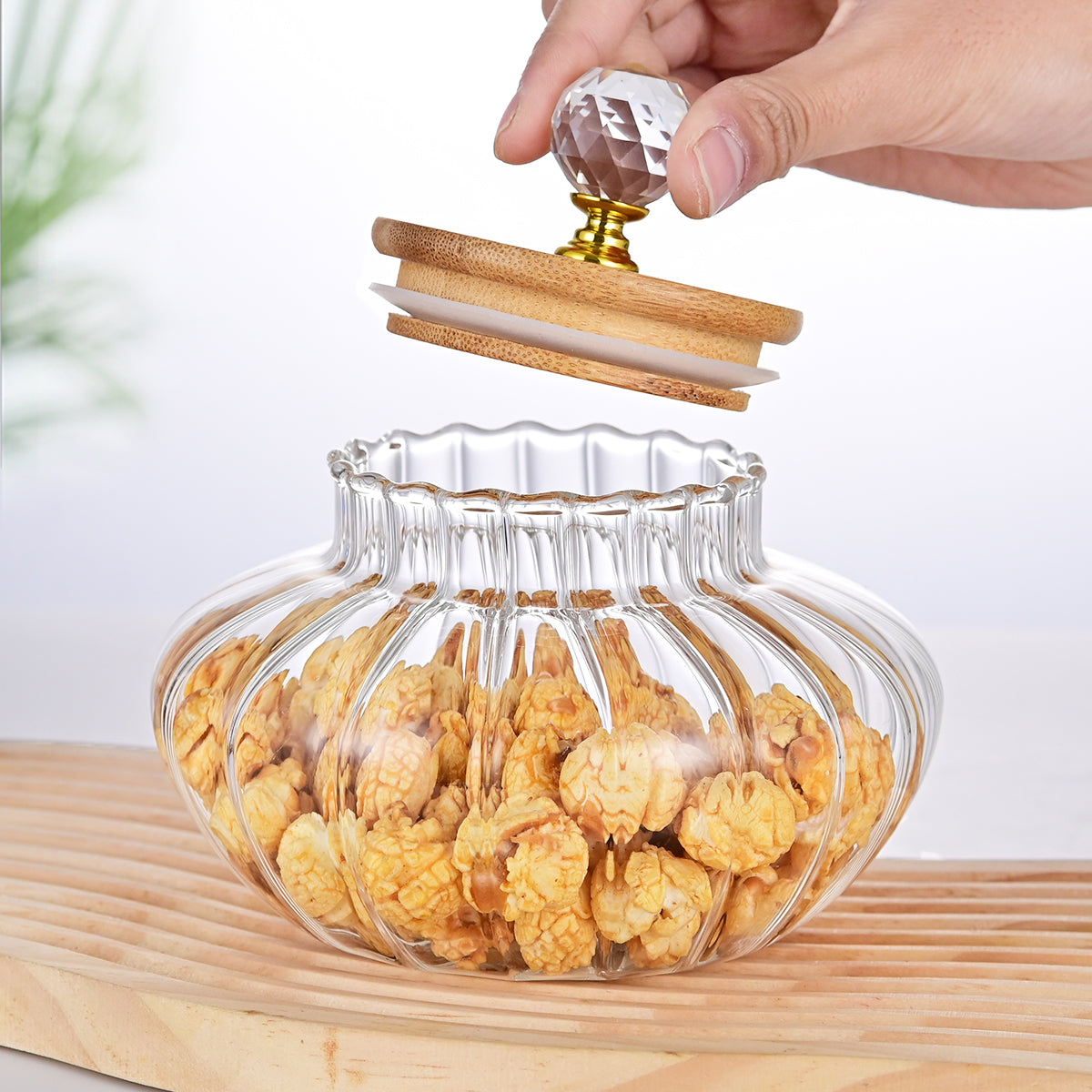 Ribbed Glass Storage Jar - The Home Aisle