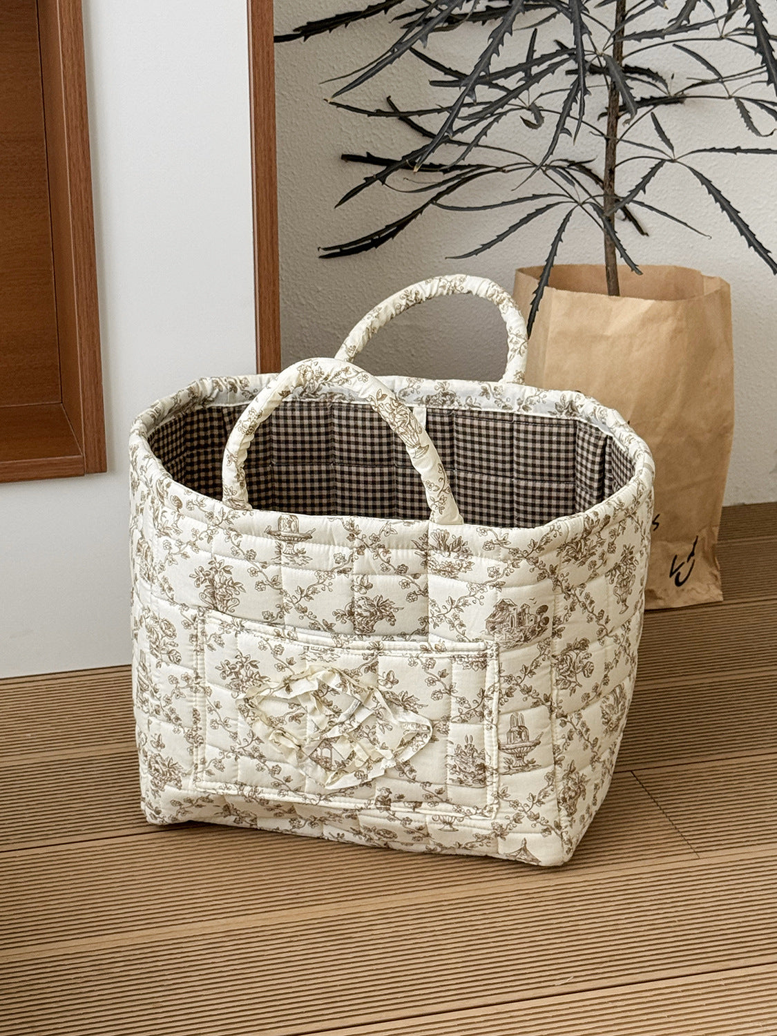 Quilted Floral Laundry Basket - The Home Aisle