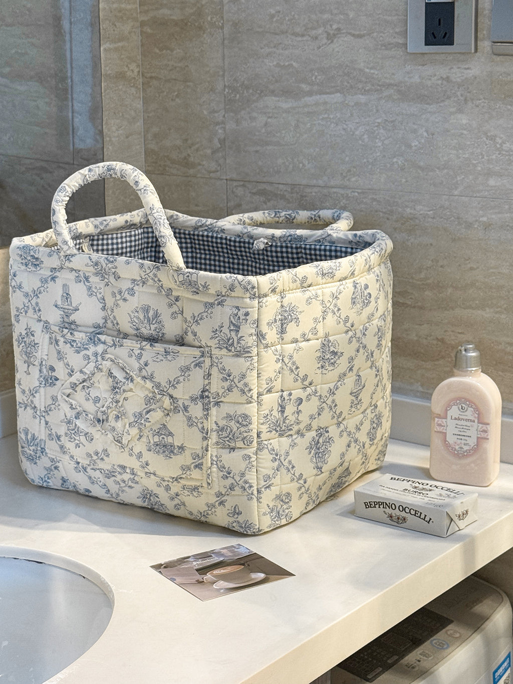 Quilted Floral Laundry Basket - The Home Aisle