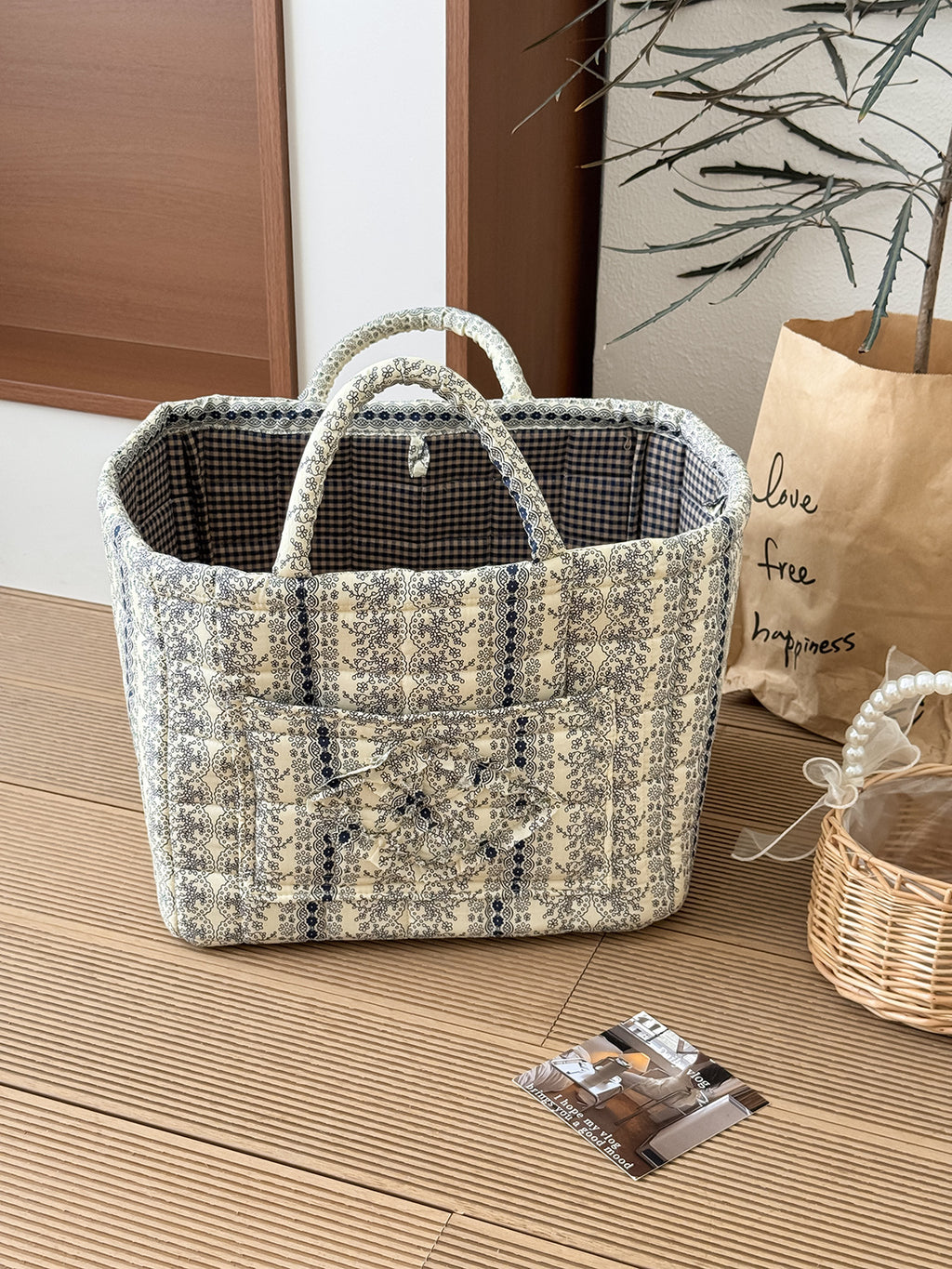 Quilted Floral Laundry Basket - The Home Aisle