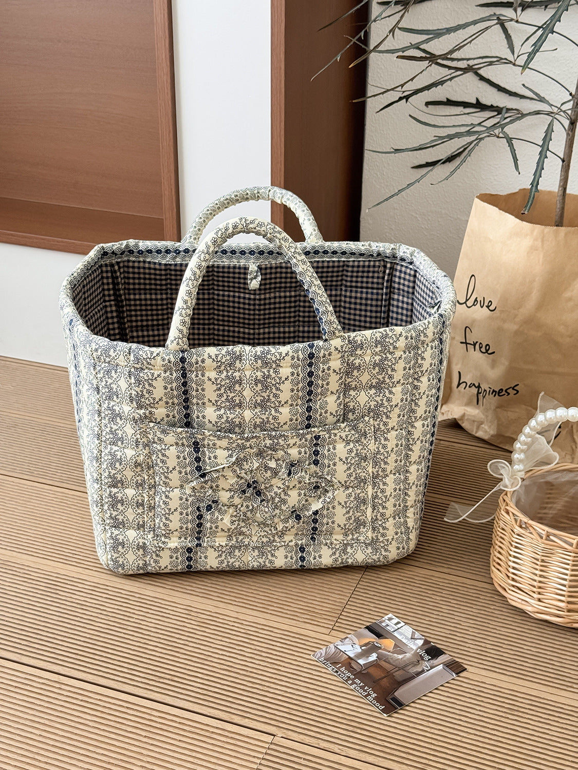 Quilted Floral Laundry Basket - The Home Aisle